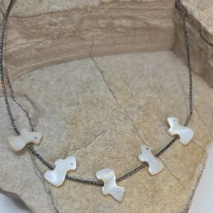 Vintage Fetish MOP Shell Bear Necklace